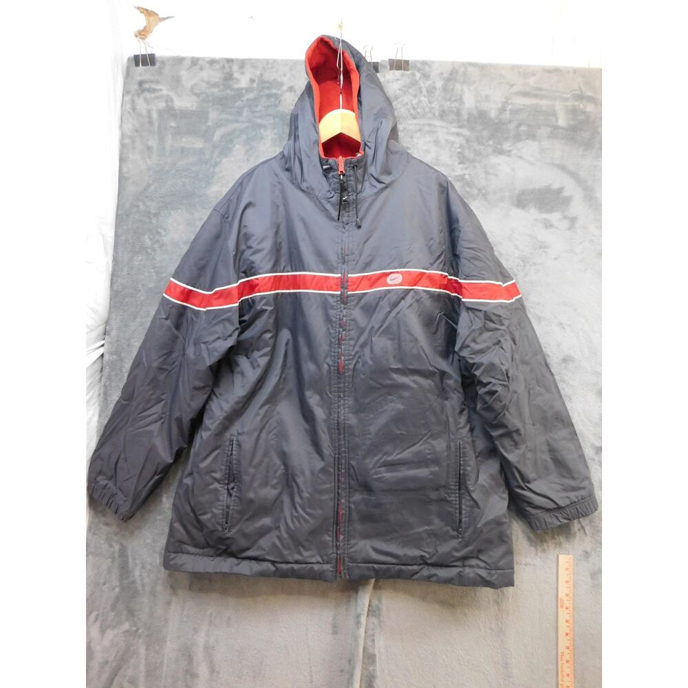 Nike Jacket Mens 2XL Gray Red Reversible Fleece Zip Pockets Winter Coat